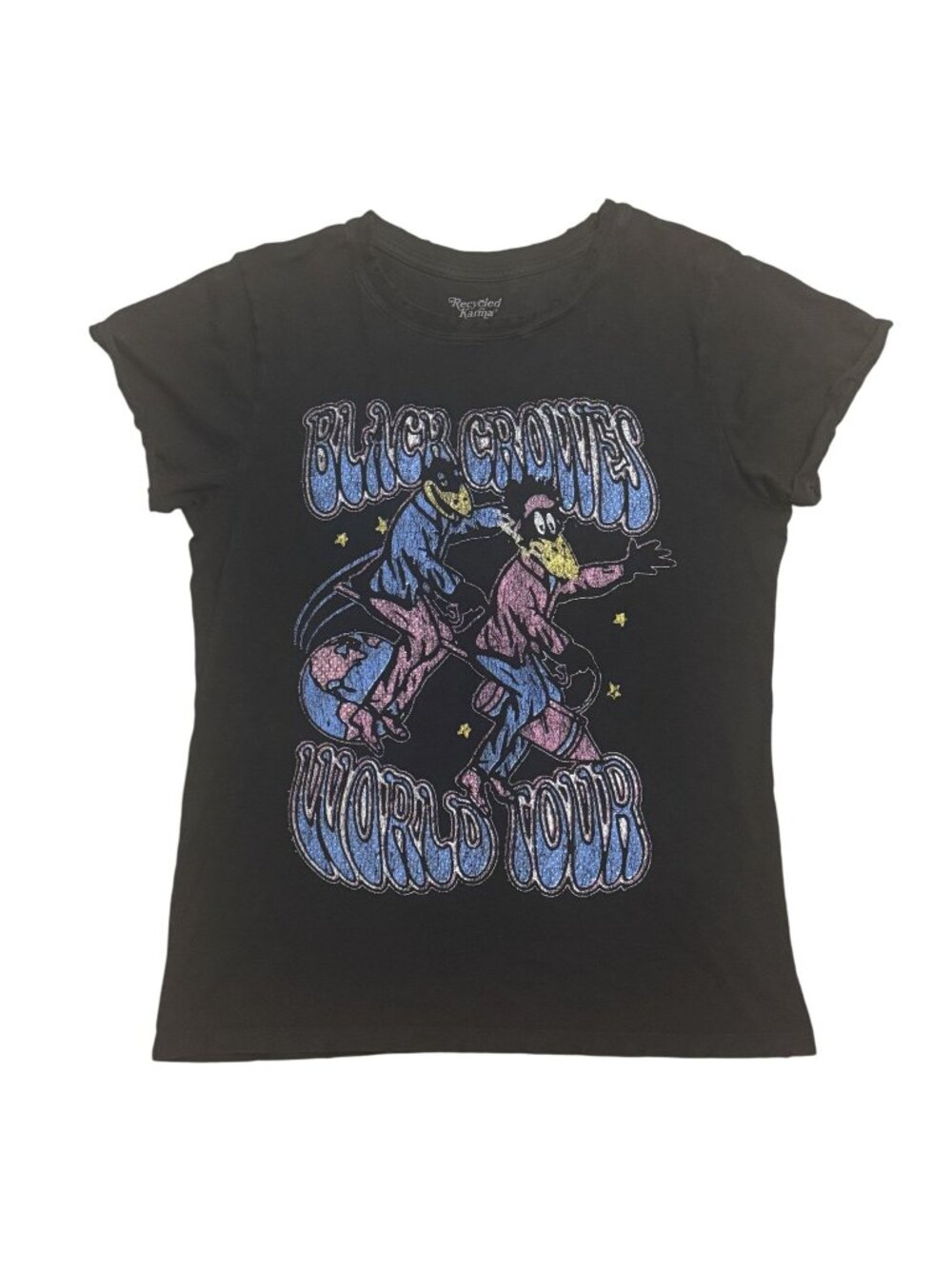 Recycled Karma Black Crowes World Tour Distressed Short Sleeve T-Shirt Top Tee S
